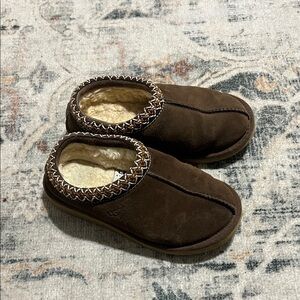 UGG Chocolate Brown Suede Shearling Lined Clog Slippers